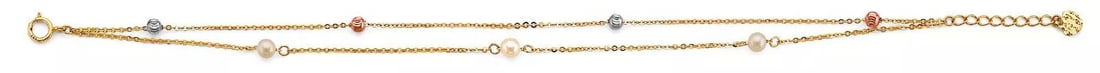 NEW 14K TRI COLOR GOLD 2 LINE BALL BRACELET (1 of 2)