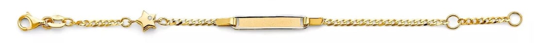 NEW 14K TWO TONE GOLD CZ BABY ID WITH STAR BRACELET (1 of 2)