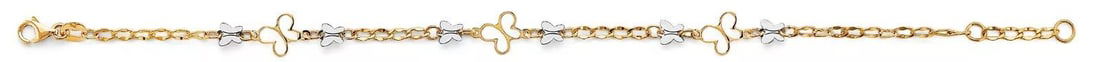 NEW 14K TWO TONE GOLD BUTTERFLY BRACELET: NEW 14K TOW TONE GOLD BUTTERFLY BRACELET 14K TOW TONE GOLD NEW BUTTERFLY BRACELET WEIGHT: 1.7 g