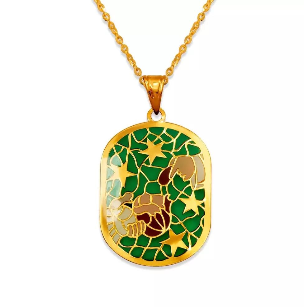 NEW 14K YELLOW GOLD OBLONG BAPTISM ENAMEL PENDANT: NEW 14K YELLOW GOLD OBLONG BAPTISM ENAMEL PENDANT 14K Yellow Gold Approx. 16x22mm Chains Sold Separately Weight: 0.7 Grams