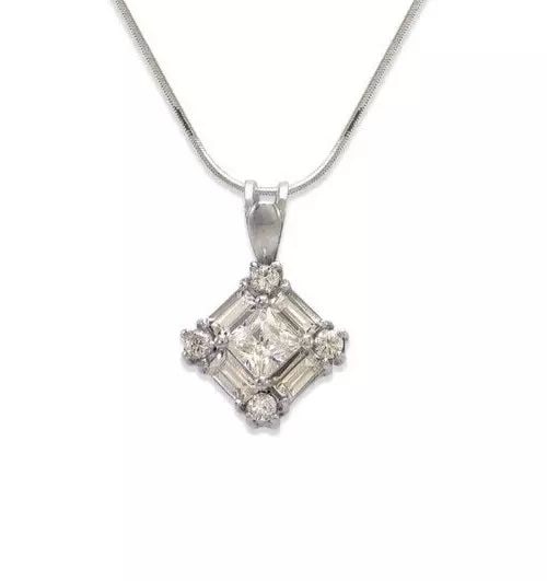 NEW 14K WHITE GOLD FANCY CZ PENDANT (1 of 2)