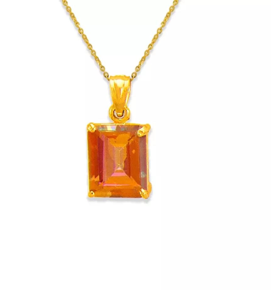 NEW 14K YELLOW GOLD HYACINTH TOPAZ CZ PENDANT: NEW 14K YELLOW GOLD HYACINTH TOPAZ CZ PENDANT 14K Yellow Gold Approx. 8x10mm High Polished/Cubic Zirconia Chains Sold Separately Weight: 1.6 Grams