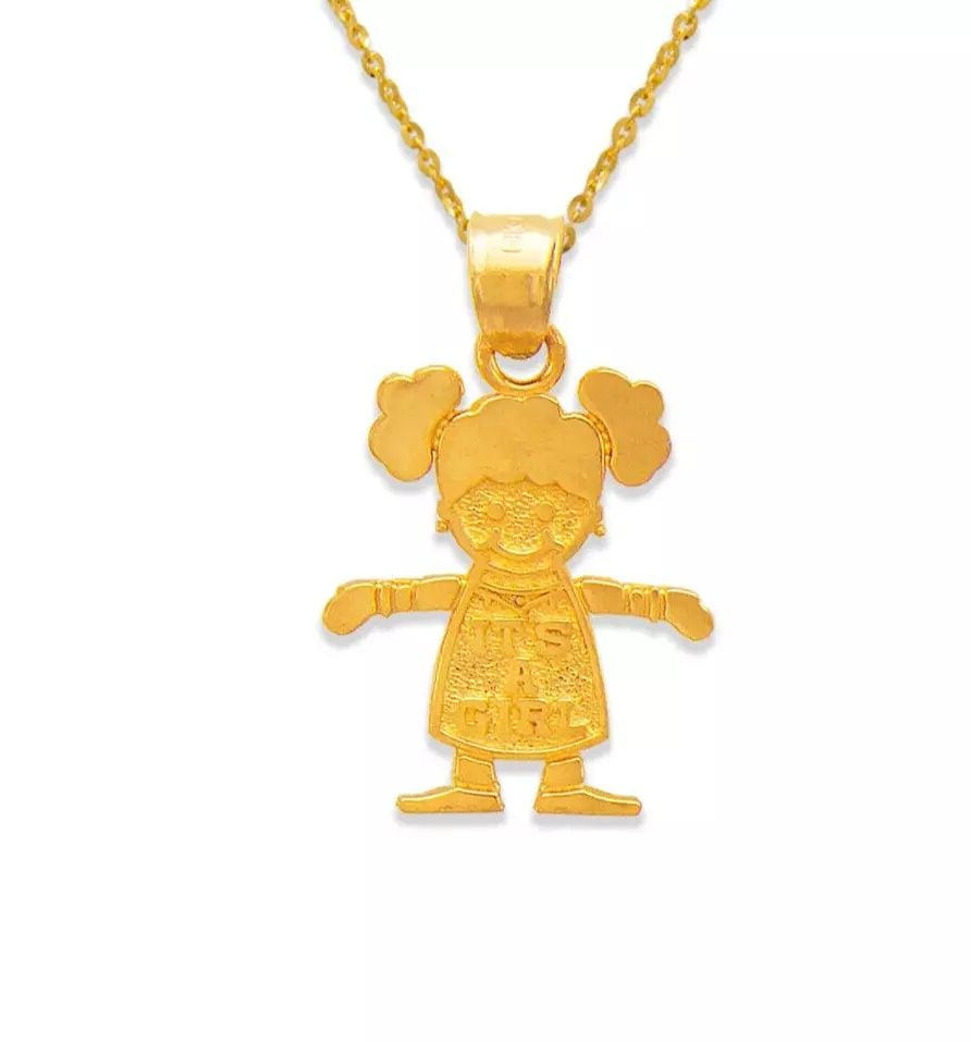 NEW 14K YELLOW GOLD IT'S GIRL PENDANT (1 of 2)
