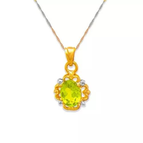 NEW 14K YELLOW GOLD HYACINTH TOPAZ CZ PENDANT: NEW 14K YELLOW GOLD HYACINTH TOPAZ CZ PENDANT