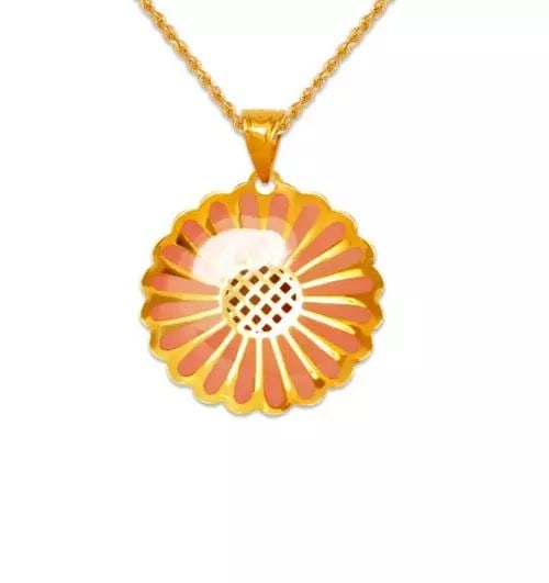 NEW 14K YELLOW GOLD PINK FLOWER ENAMEL PENDANT: NEW 14K YELLOW GOLD PINK FLOWER ENAMEL PENDANT 14K Yellow Gold Approx. 19mm Chains Sold Separately Weight: 0.8 Grams
