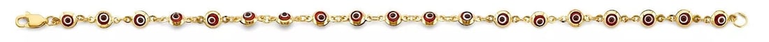 NEW 14K YELLOW GOLD RED EVIL EYE BRACELET (1 of 2)