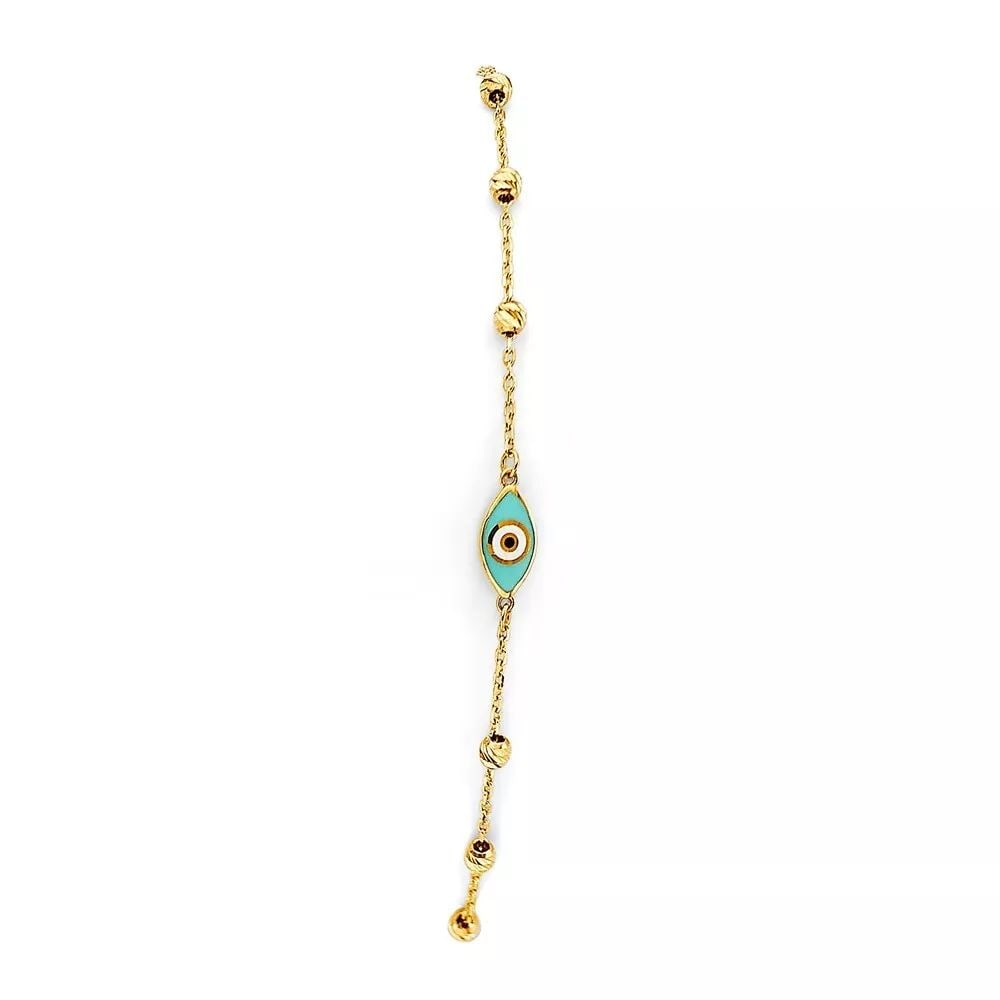 NEW 14K YELLOW GOLD EVIL EYE FRIENDSHIP BRACELET: NEW 14K YELLOW GOLD EVIL EYE FRIENDSHIP BRACELET 14K YELLOW GOLD NEW EVIL EYE FRIENDSHIP BRACELET WEIGHT: 1.3g
