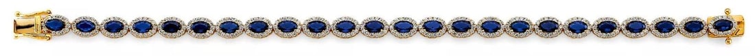 NEW 14K YELLOW GOLD CZ BLUE STONE BRACELET: NEW 14K YELLOW GOLD CZ BLUE STONE BRACELET 14K YELLOW GOLD NEW CZ BLUE STONE BRACELET WEIGHT: 11.1 g