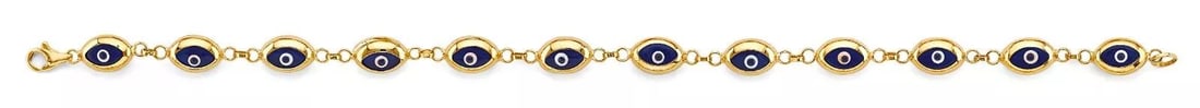 NEW 14K YELLOW GOLD BLUE EVIL EYE BRACELET: NEW 14K YELLOW GOLD BLUE EVIL EYE BRACELET 14K YELLOW GOLD NEW BLUE EVIL EYE BRACELET WEIGHT: 6 g