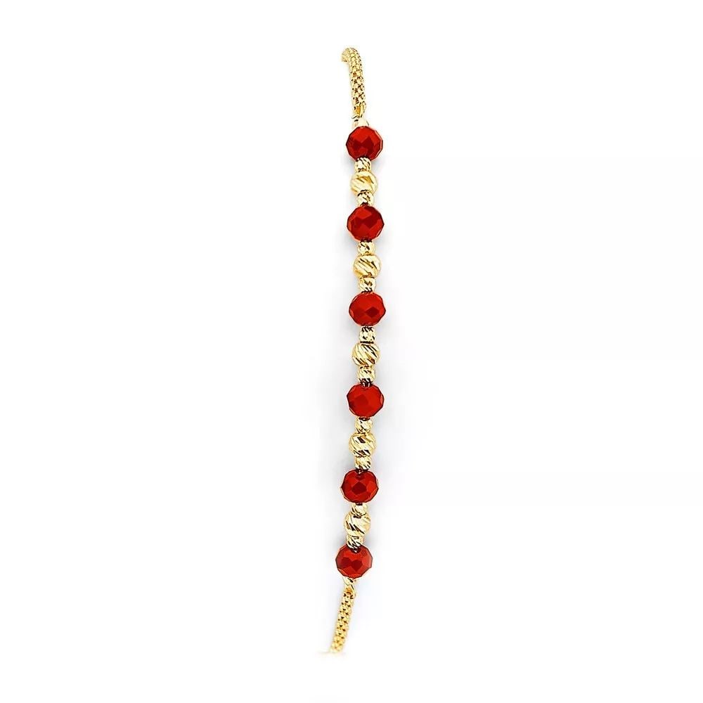 NEW 14K YELLOW GOLD CORAL BEAD FRIENDSHIP BRACELET (1 of 2)