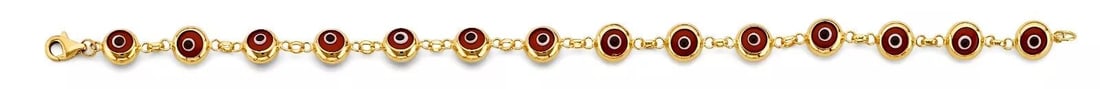 NEW 14K YELLOW GOLD RED EVIL EYE BRACELET: NEW 14K YELLOW GOLD RED EVIL EYE BRACELET 14K YELLOW GOLD NEW RED EVIL EYE BRACELET WEIGHT: 6.8g