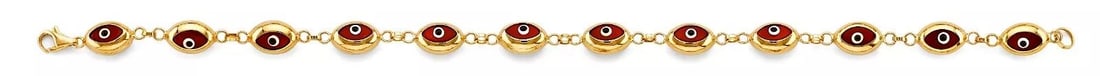 NEW 14K YELLOW GOLD RED EVIL EYE BRACELET: NEW 14K YELLOW GOLD RED EVIL EYE BRACELET 14K YELLOW GOLD NEW RED EVIL EYE BRACELET WEIGHT: 6.1 g