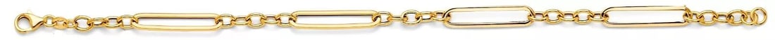NEW 14K YELLOW GOLD HOLLOW PAPER CLIP + OVAL LINK BRACELET: NEW 14K YELLOW GOLD HOLLOW PAPER CLIP + OVAL LINK BRACELET 14K YELLOW GOLD NEW HOLLOW PAPER CLIP + OVAL LINK BRACELET WEIGHT: 2.2 g