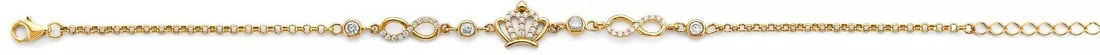 NEW 14K YELLOW GOLD CROWN & INFINITI CZ BRACELET: NEW 14K YELLOW GOLD CROWN & INFINITI CZ BRACELET 14K YELLOW GOLD NEW CROWN & INFINITI CZ BRACELET WEIGHT: 3.1g