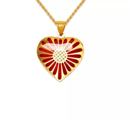 NEW 14K YELLOW GOLD HEART ENAMEL PENDANT: NEW 14K YELLOW GOLD HEART ENAMEL PENDANT 14K Yellow Gold Approx. 17x17mm Chains Sold Separately Weight: 0.6 Grams