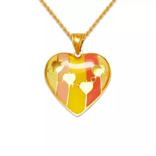 NEW 14K YELLOW GOLD HEART ENAMEL PENDANT: NEW 14K YELLOW GOLD HEART ENAMEL PENDANT 14K Yellow Gold Approx. 17x17mm Chains Sold Separately Weight: 0.5 Grams
