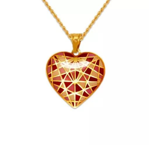 NEW 14K YELLOW GOLD HEART ENAMEL PENDANT: NEW 14K YELLOW GOLD HEART ENAMEL PENDANT 14K Yellow Gold Approx. 17x17mm Chains Sold Separately Weight: 0.5 Grams