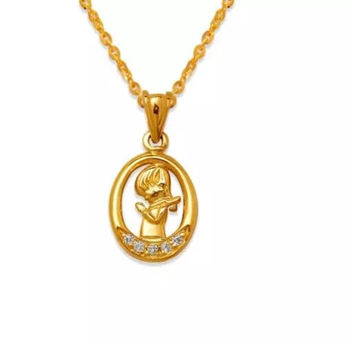 NEW 14K YELLOW GOLD FANCY COMMUNION GIRL CZ PENDANT: NEW 14K YELLOW GOLD FANCY COMMUNION GIRL CZ PENDANT 14K Yellow Gold Approx. 10x15mm High Polished/Cubic Zirconia Chains Sold Separately Weight: 0.9 Grams