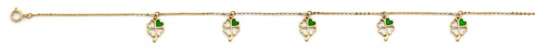 NEW 14K YELLOW GOLD CLOVER CHARM LIGHT BRACELET: NEW 14K YELLOW GOLD CLOVER CHARM LIGHT BRACELET 14K YELLOW GOLD NEW CLOVER CHARM LIGHT BRACELET WEIGHT: 1g