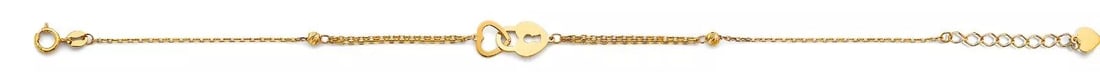 NEW 14K YELLOW GOLD HEART & LOCK LIGHT BRACELET (1 of 2)