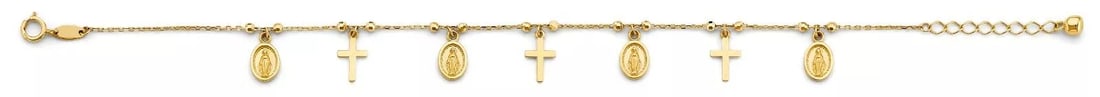 NEW 14K YELLOW GOLD RELIGIOUS CHARM BRACELET: NEW 14K YELLOW GOLD RELIGIOUS CHARM BRACELET 14K YELLOW GOLD NEW RELIGIOUS CHARM BRACELET WEIGHT: 3.1g