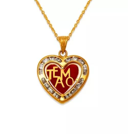 NEW 14K YELLOW GOLD HEART TE AMO ENAMEL CZ PENDANT: NEW 14K YELLOW GOLD FANCY HEART CZ PENDANT 14K Yellow Gold Approx. 20x6mm High Polished/Cubic Zirconia Chains Sold Separately Weight: 0.9 Grams