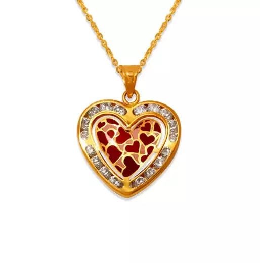 NEW 14K YELLOW GOLD HEART CZ PENDANT (1 of 2)