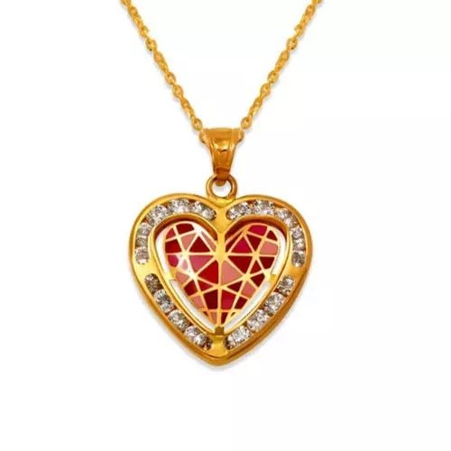 NEW 14K YELLOW GOLD HEART ENAMEL CZ PENDANT: NEW 14K YELLOW GOLD HEART ENAMEL CZ PENDANT 14K Yellow Gold Approx. 17x17mm Cubic Zirconia Chains Sold Separately Weight: 1.1 Grams