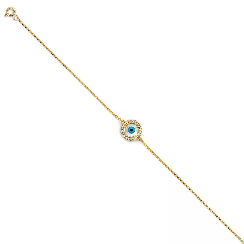 NEW 14K YELLOW GOLD EVIL EYE BRACELET (1 of 2)
