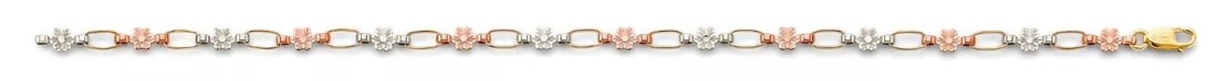 NEW 14K TRI COLOR GOLD FLOWER BRACELET (1 of 2)