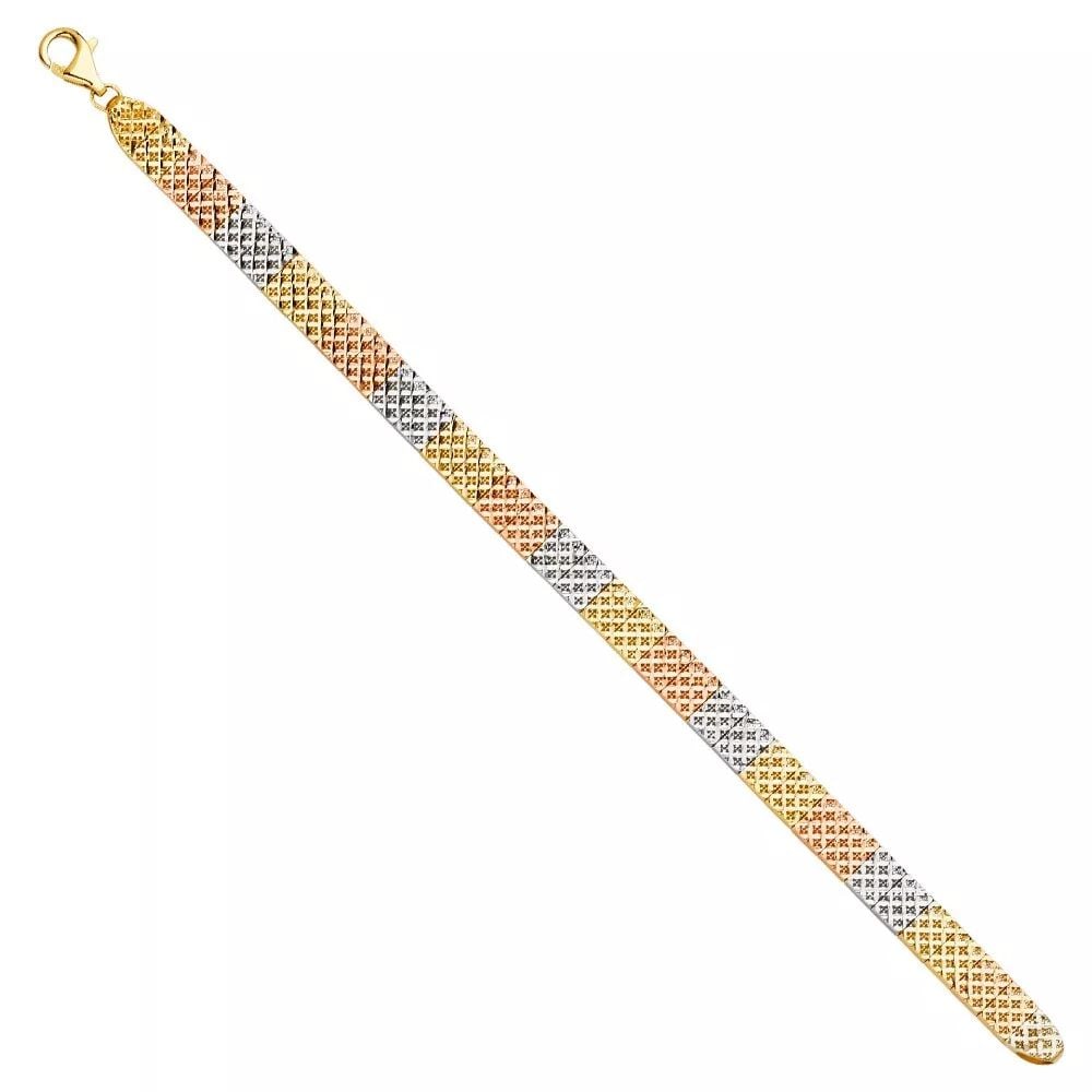 NEW 14K TRI COLOR GOLD CRYSTAL CUT BRACELET (1 of 2)
