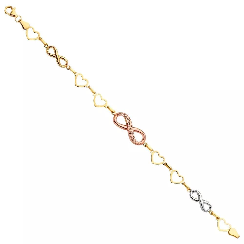 NEW 14K TRI COLOR GOLD FANCY BRACELET: NEW 14K TRI COLOR GOLD FANCY BRACELET 14K TRI COLOR GOLD NEW FANCY BRACELET WEIGHT: 4.7 g LENGTH: 7.5in