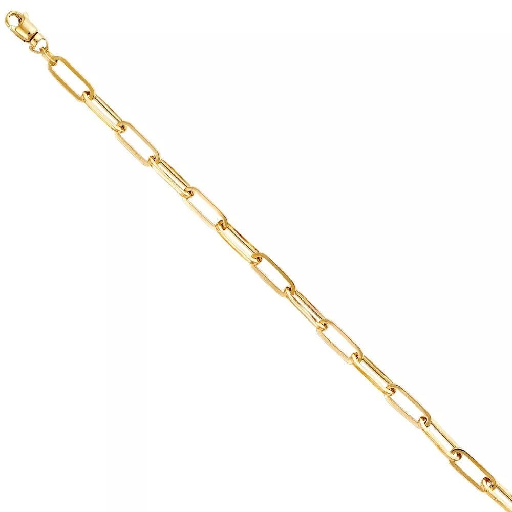 NEW 14K YELLOW GOLD 5.5MM HOLLOW PAPERCLIP BRACELET - 7.5": NEW 14K YELLOW GOLD 5.5MM HOLLOW PAPERCLIP BRACELET - 7.5" 14K YELLOW GOLD NEW 5.5MM HOLLOW PAPERCLIP BRACELET - 7.5" WEIGHT: 4.4 g