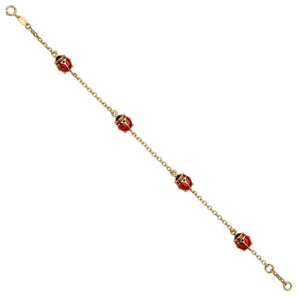 NEW 14K YELLOW GOLD LADY BUG BRACELET: NEW 14K YELLOW GOLD LADY BUG BRACELET 14K YELLOW GOLD NEW LADY BUG BRACELET WEIGHT: 1.4 g LENGTH: 7+1in