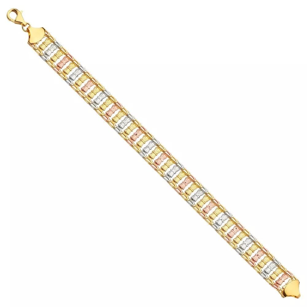 NEW 14K TRI COLOR GOLD FANCY BRACELET (1 of 2)