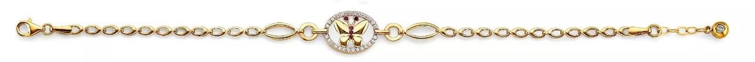 NEW 14K TWO TONE GOLD CZ BUTTERFLY BRACELET (1 of 2)