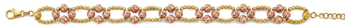 NEW 14K TWO TONE GOLD FANCY DC BALL BRACELET: NEW 14K TOW TONE GOLD FANCY DC BALL BRACELET 14K TOW TONE GOLD NEW FANCY DC BALL BRACELET WEIGHT: 11.2 g