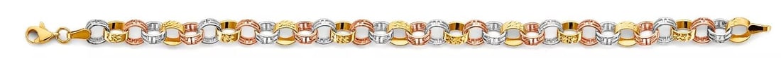 NEW 14K TRI COLOR GOLD FANCY LINK BRACELET: NEW 14K TRI COLOR GOLD FANCY LINK BRACELET 14K TRI COLOR GOLD NEW FANCY LINK BRACELET WEIGHT: 5.1 g