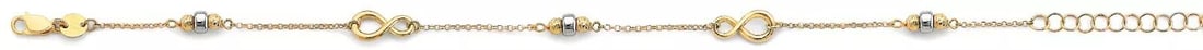 NEW 14K TWO TONE GOLD INFINITY BEAD BRACELET: NEW 14K TOW TONE GOLD INFINITY BEAD BRACELET 14K TOW TONE GOLD NEW INFINITY BEAD BRACELET WEIGHT: 2.5 g