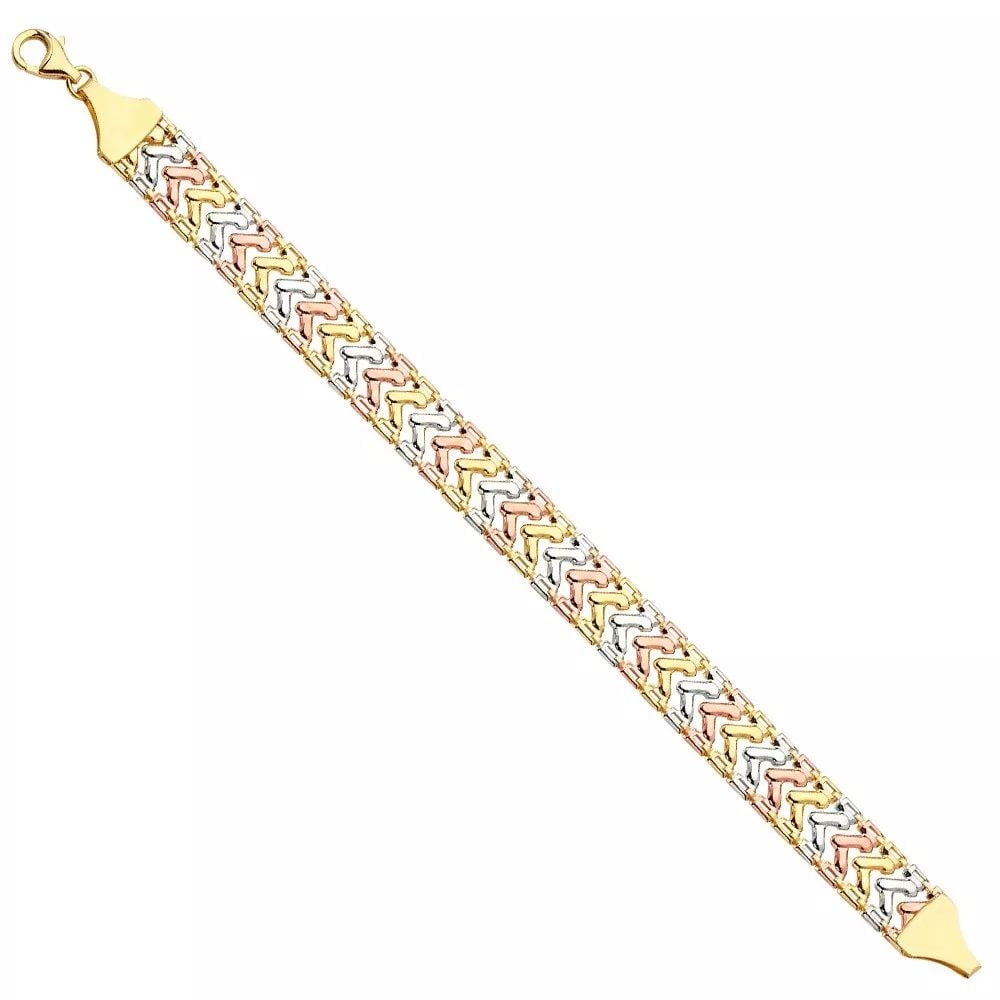 NEW 14K TRI COLOR GOLD FANCY BRACELET (1 of 2)