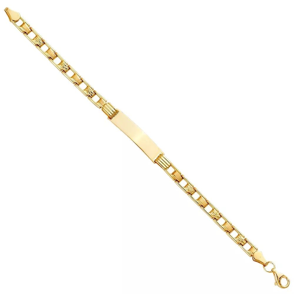 NEW 14K YELLOW GOLD STAMPATO BRACELET WITH PLAIN ID FOR JUNIOR (1 of 2)