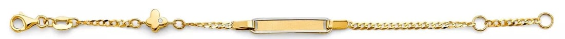 NEW 14K TWO TONE GOLD CZ BABY ID WITH BUTTERFLY BRACELET (1 of 2)