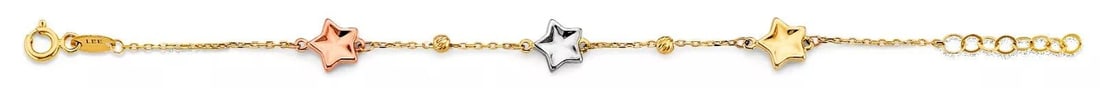 NEW 14K TRI COLOR GOLD STAR BABY BRACELET: NEW 14K TRI COLOR GOLD STAR BABY BRACELET 14K TRI COLOR GOLD NEW STAR BABY BRACELET WEIGHT: 1.3 g
