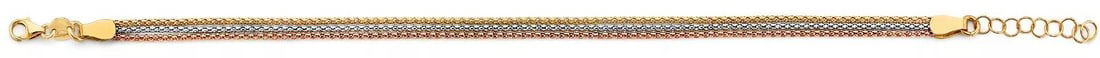 NEW 14K TRI COLOR GOLD 3 LINE BRACELET (1 of 2)