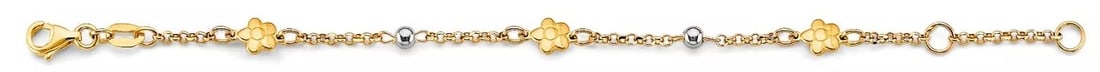 NEW 14K TWO TONE GOLD FLOWER BABY BRACELET: NEW 14K TOW TONE GOLD FLOWER BABY BRACELET 14K TOW TONE GOLD NEW FLOWER BABY BRACELET WEIGHT: 1.9 g