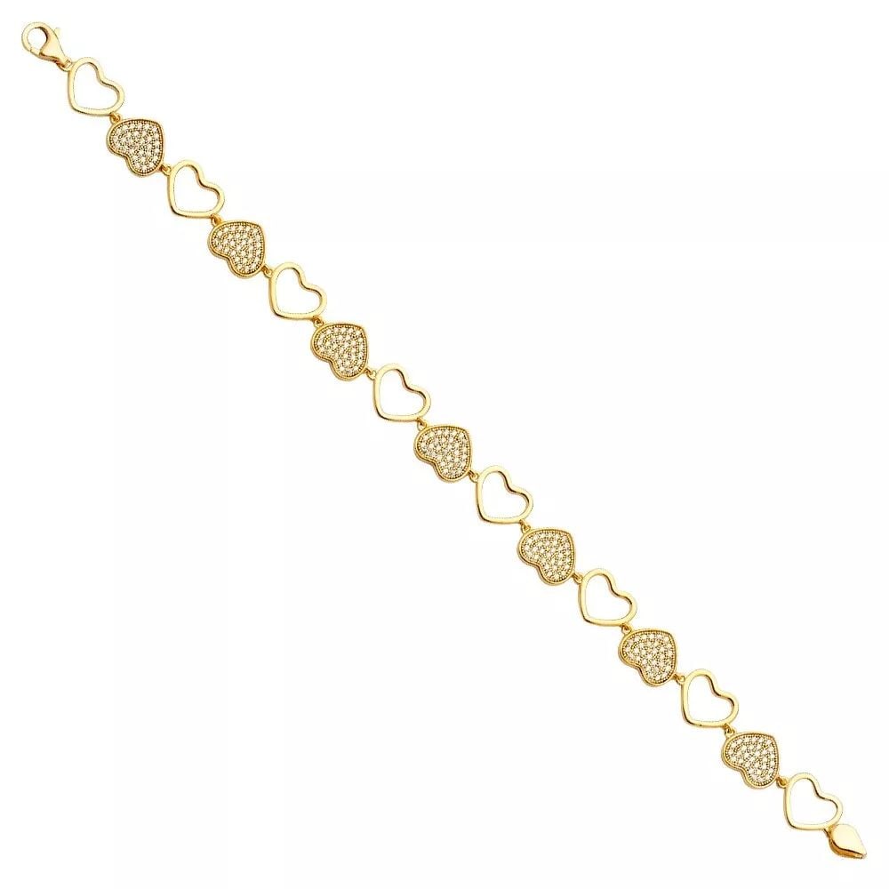 NEW 14K YELLOW GOLD CZ HEART BRACELET (1 of 2)