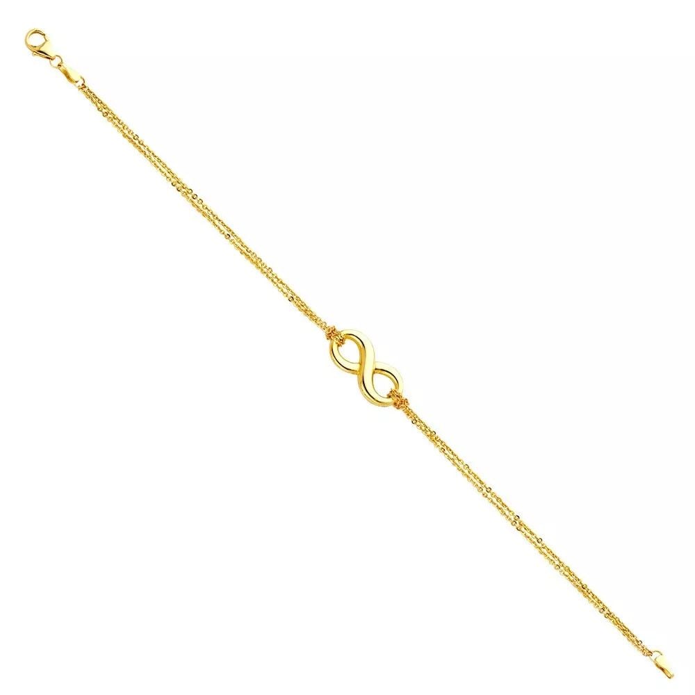 NEW 14K YELLOW GOLD INFINITY HOLLOW BRACELET: NEW 14K YELLOW GOLD INFINITY HOLLOW BRACELET 14K YELLOW GOLD NEW INFINITY HOLLOW BRACELET WEIGHT: 2.4 g