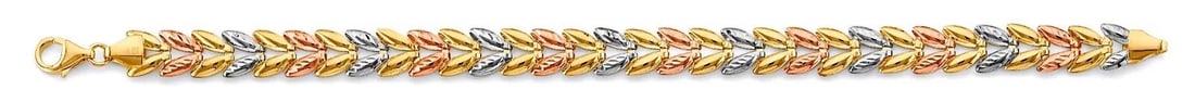 NEW 14K TRI COLOR GOLD FANCY HOLLOW BRACELET: NEW 14K TRI COLOR GOLD FANCY HOLLOW BRACELET 14K TRI COLOR GOLD NEW FANCY HOLLOW BRACELET WEIGHT: 5.6 g