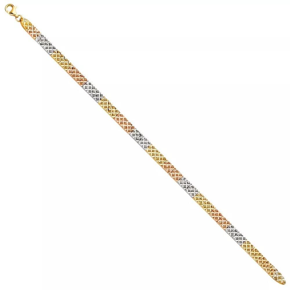 NEW 14K TRI COLOR GOLD CRYSTAL CUT BRACELET (1 of 2)