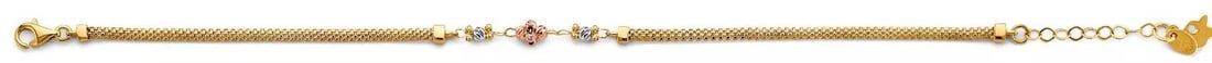 NEW 14K TRI COLOR GOLD CENTER BALL BRACELET: NEW 14K TRI COLOR GOLD CENTER BALL BRACELET 14K TRI COLOR GOLD NEW CENTER BALL BRACELET WEIGHT: 3 g